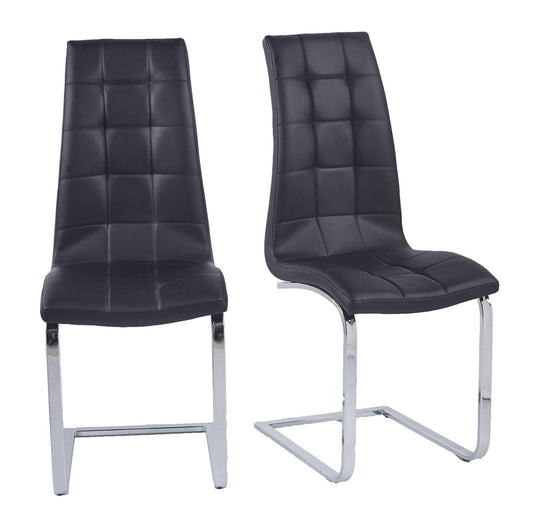 Delma Black Faux Leather Dining Chair and Chrome Cantilever Base - Pair of 2