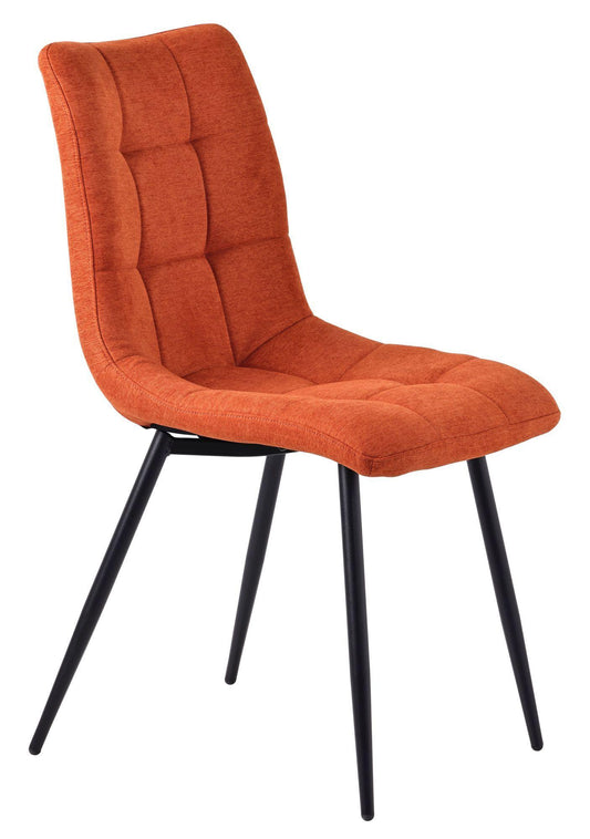 Elba Dining Chairs in Orange Fabric and Black Metal Legs - Pair of 2