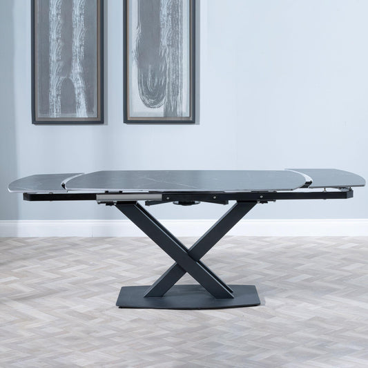 Atlanta Black Sintered Stone Extending Dining Table with Cross Base - 140cm/200cm