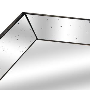 Astor Distressed Mirrored Square Tray W/Wooden Detailing Lge