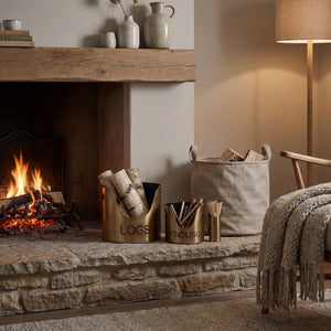 Bronze Finish Logs And Kindling Buckets & Matchstick Holder