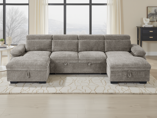 Hudson Sofabed Grey U Shape Corner