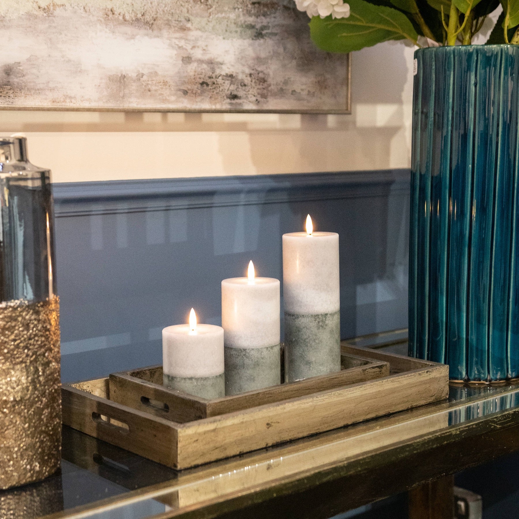 Luxe Collection Natural Glow 3x4 Stone LED Wax Candle