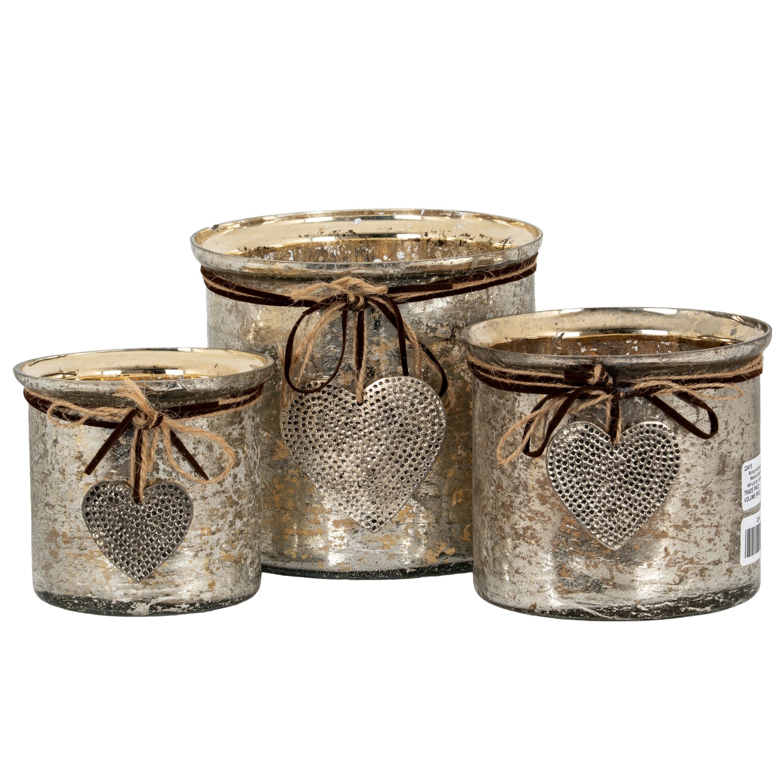 Mercury Hammered Heart Large Candle Holder