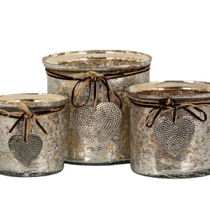 Mercury Hammered Heart Large Candle Holder