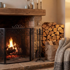Chrome Topped Three Fold Fire Screen