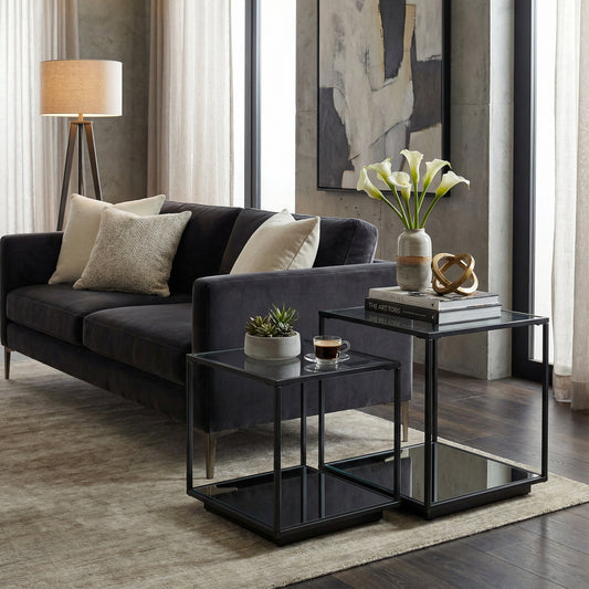 Lennox Black Framed Set Of 2 Side Tables