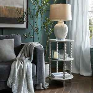 Twill Weave Ceramic Table Lamp With Linen Shade
