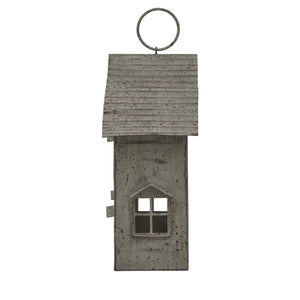 Rustic  Metal Hanging House Tealight With Glass Votive