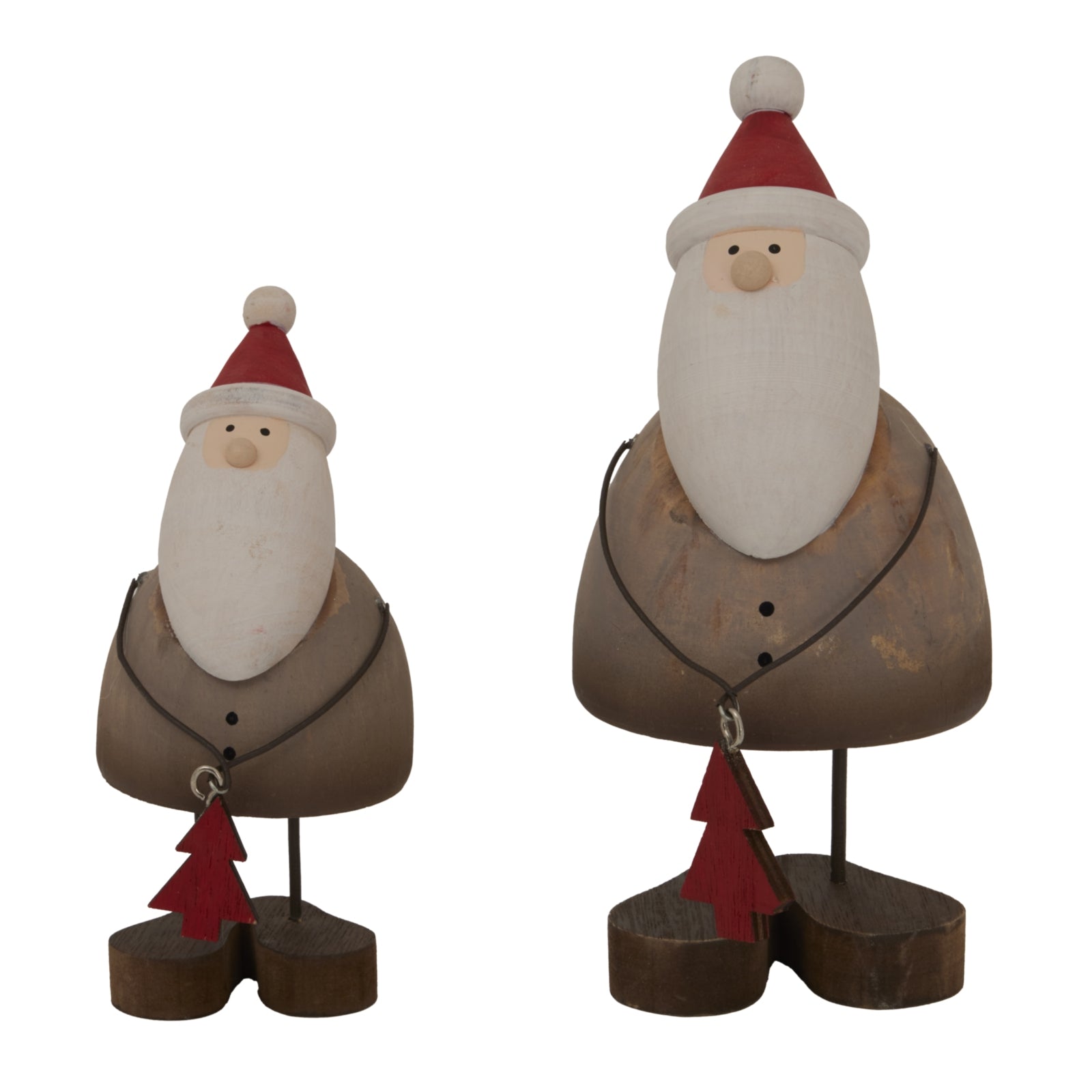 Large Rustic Santa With Tree Decoration