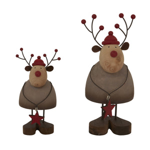 Large Rustic Reindeer With Star Decoration