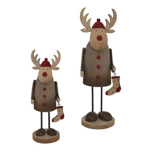 Large Rustic Rudolf With Stocking Decoration