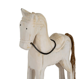Large Whitewashed Rustic Rocking Horse