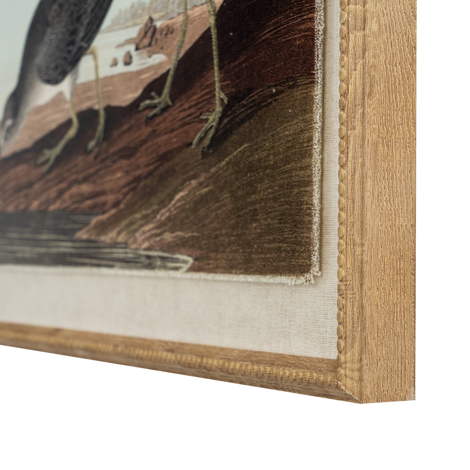 Flora & Fauna Collection Snipes On Linen In Beaded Frame