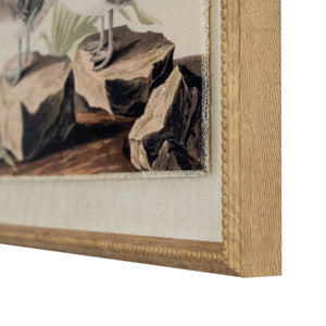 Flora & Fauna Collection Teals On Linen In Beaded Frame