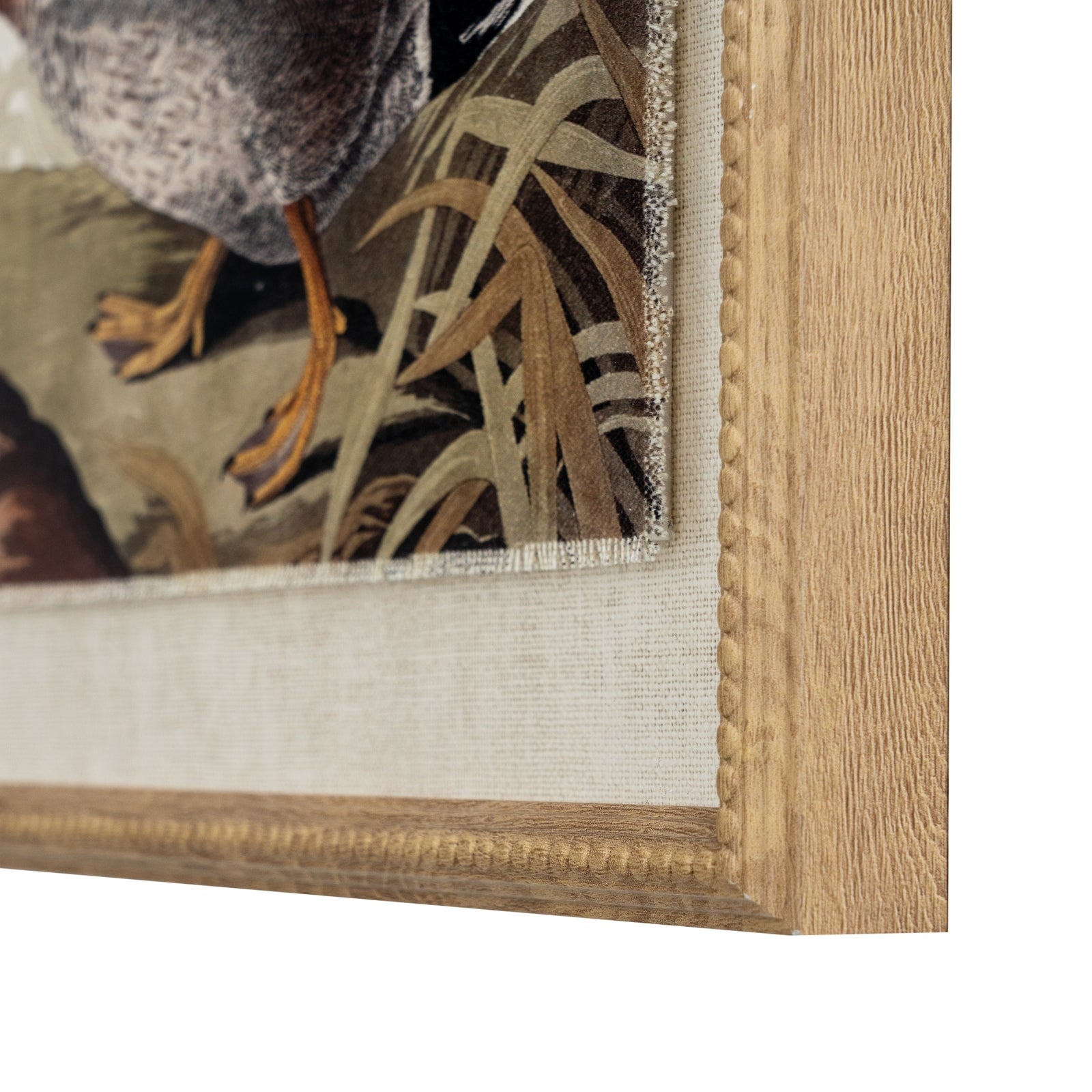 Flora & Fauna Collection Duck On Linen In Beaded Frame