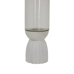 White Carved Hurricane Lantern