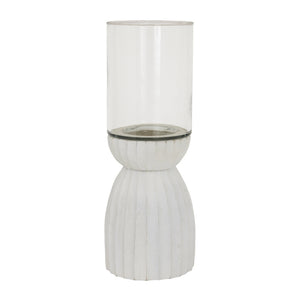 Large White Carved Hurricane Lantern