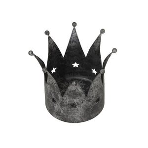 Antique Silver Crown Candle Holder