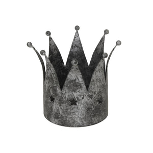 Antique Silver Crown Candle Holder