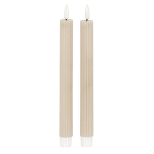 Luxe Collection Natural Glow Taupe  Ribbed Taper Candles