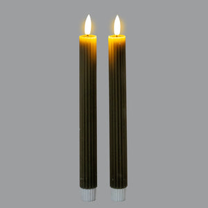 Luxe Collection Natural Glow Grey  Ribbed Taper Candles