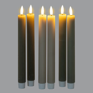 Luxe Collection Natural Glow Grey  Ribbed Taper Candles