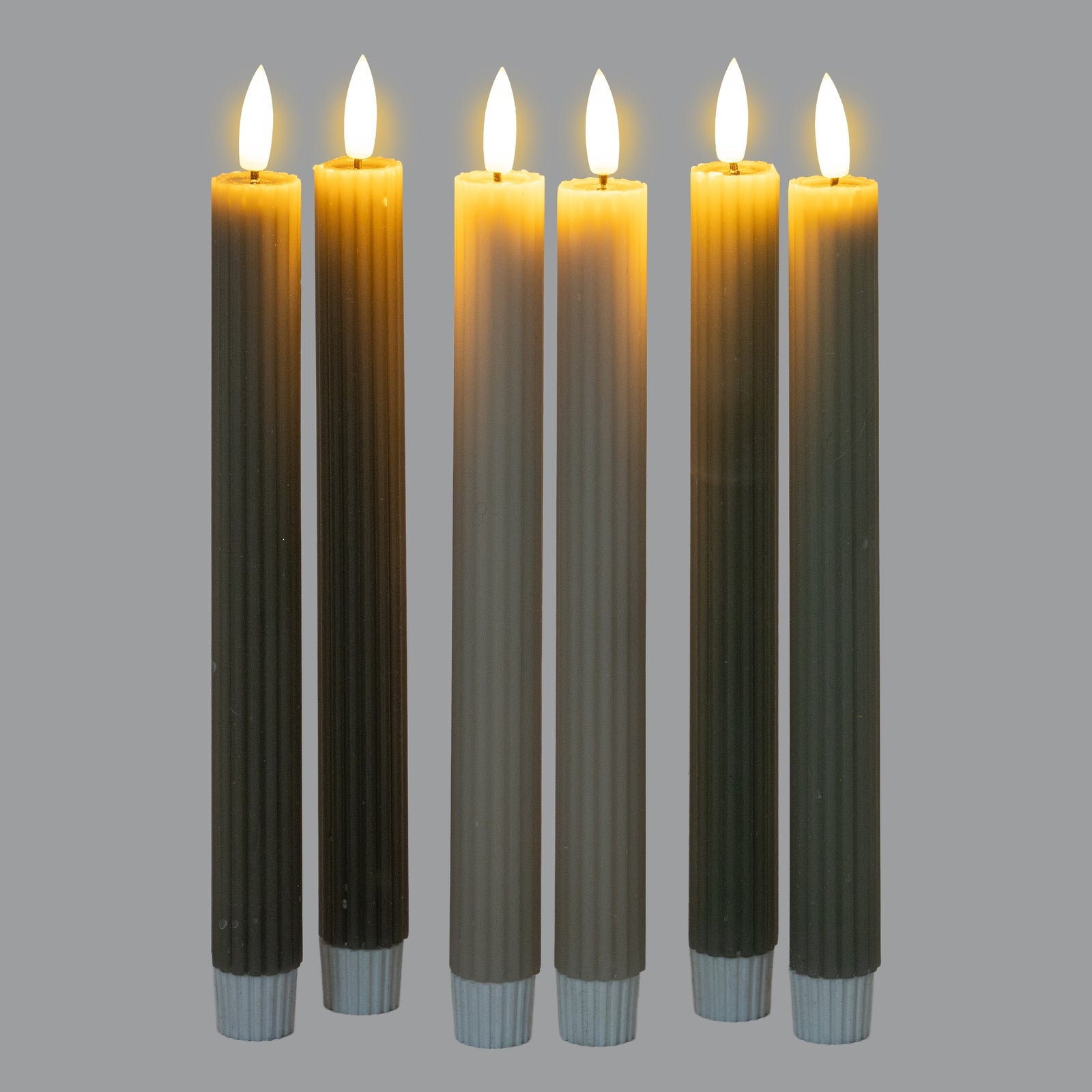 Luxe Collection Natural Glow Grey  Ribbed Taper Candles