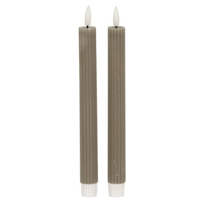 Luxe Collection Natural Glow Grey  Ribbed Taper Candles