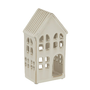 Large White Ceramic House Tea Light Holder