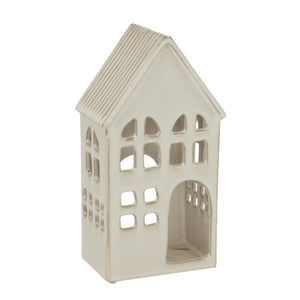White Ceramic House Tea Light Holder