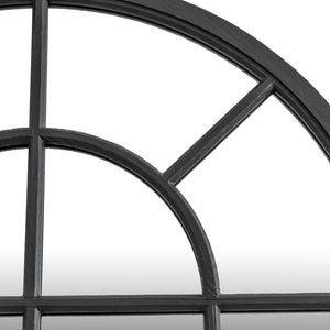 Black Wood Arched Window Mirror