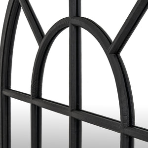 Black Wood Arched Window Mirror