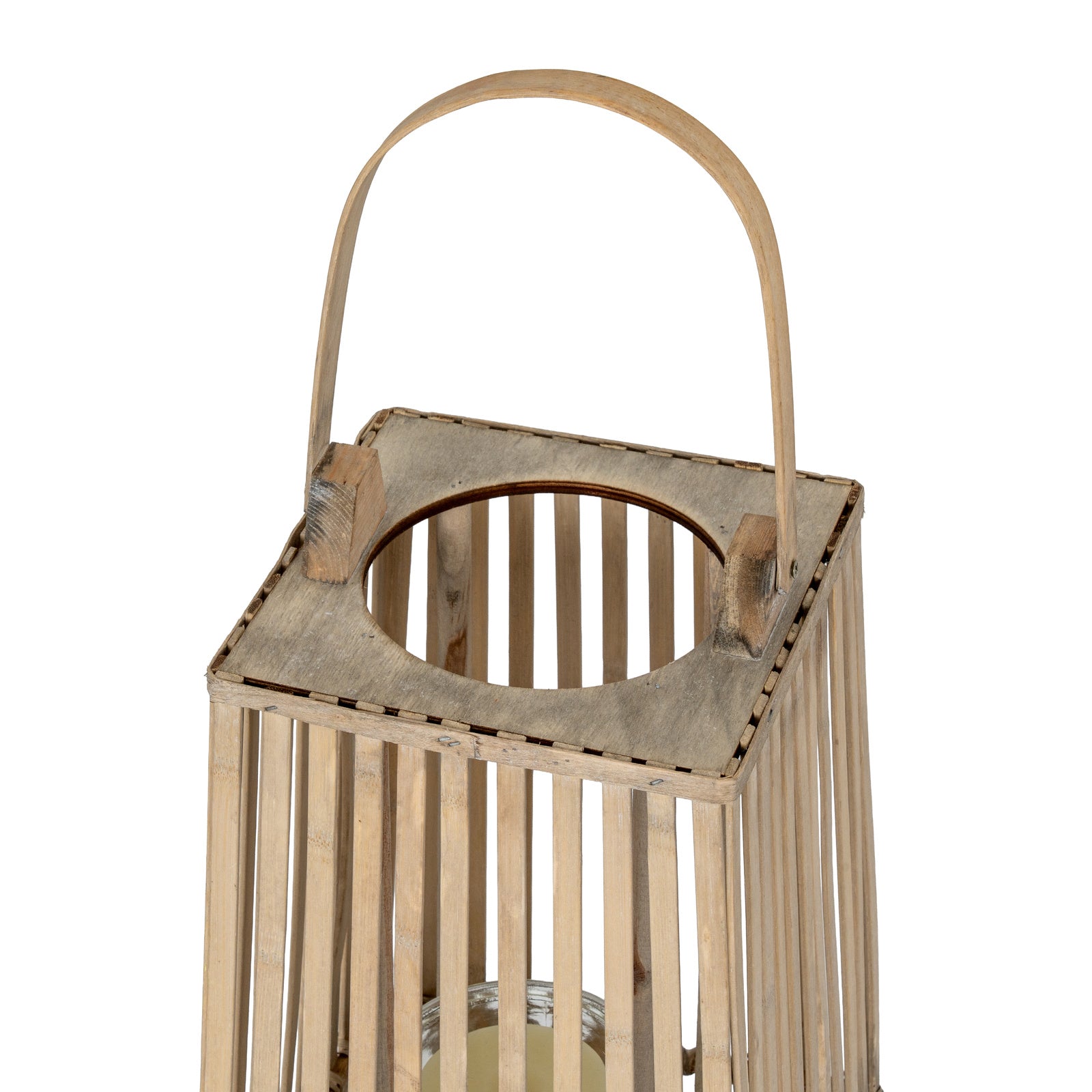 Small Silo Wicker Lantern With Glass Holder