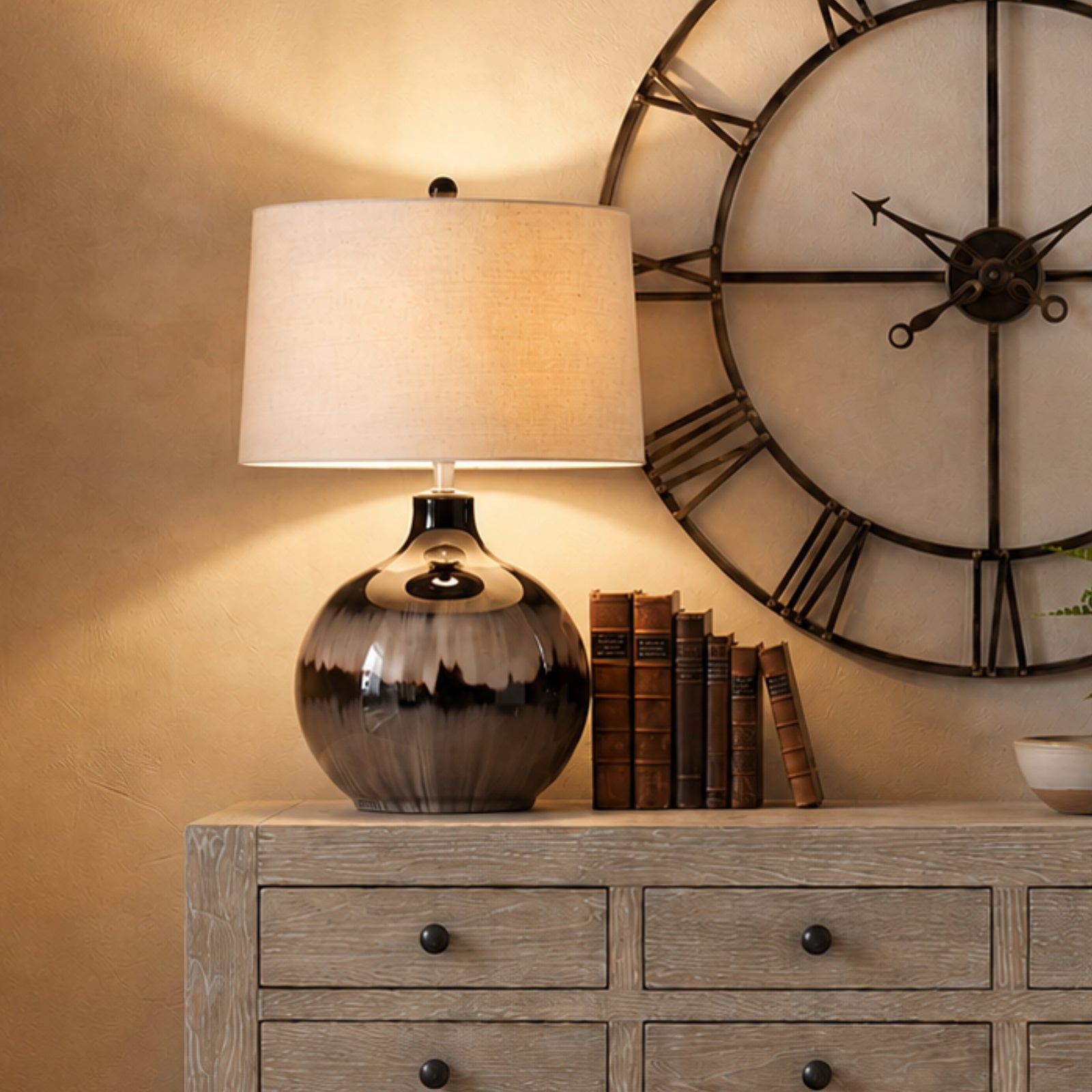 Sepia Shadows Table Lamp With Linen Shade