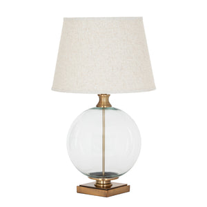 Lunel Glass Orb Table Lamp With Edged Linen Shade
