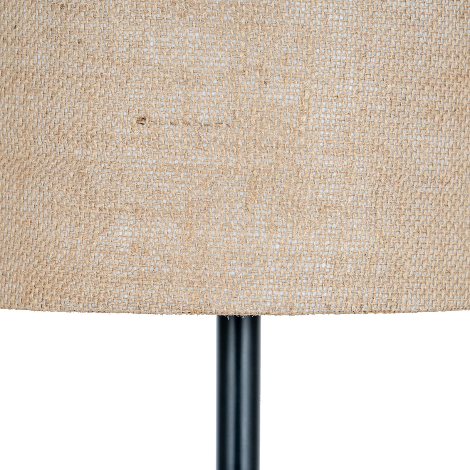 Black Cannon Table Lamp With Hessian Shade