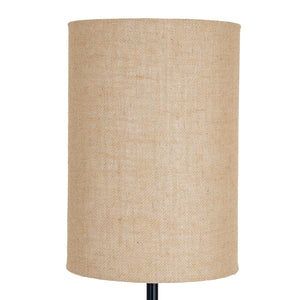 Black Cannon Floor Lamp With Hessian Shade