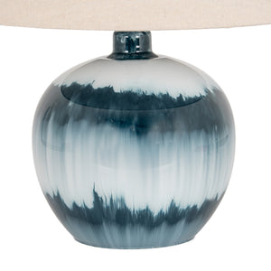 Ocean Shadows Squat  Table Lamp With Linen Shade