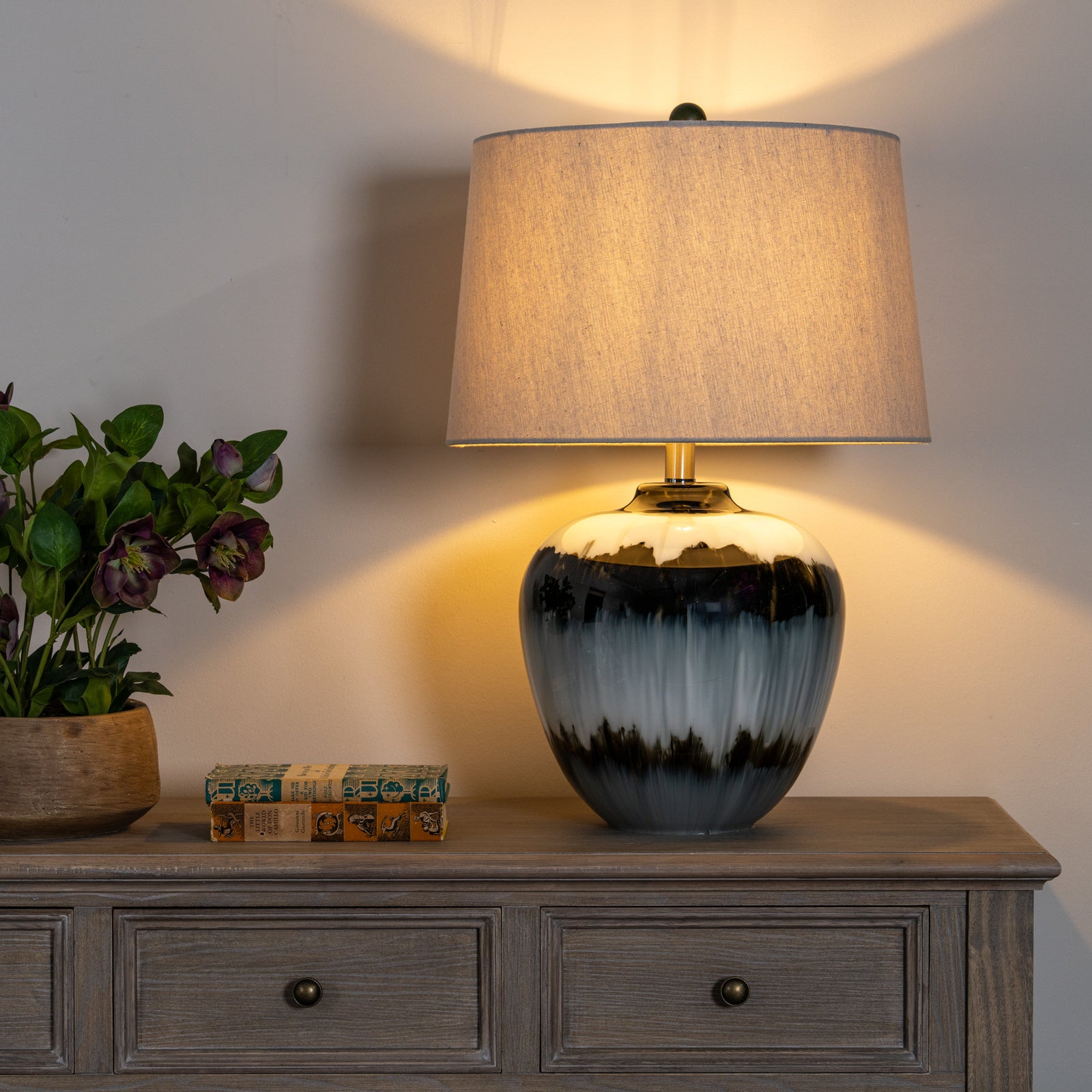 Midnight Shadows Table Lamp With Linen Shade