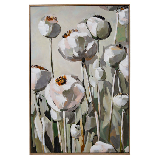 Poppy Heads Hand Painted Canvas in Frame