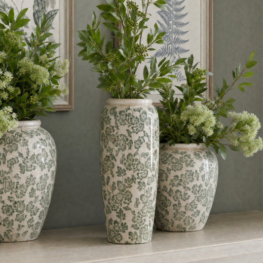 Large Green Clover Tall Olpe Vase