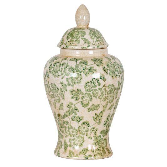 Green Clover Ceramic Ginger Jar