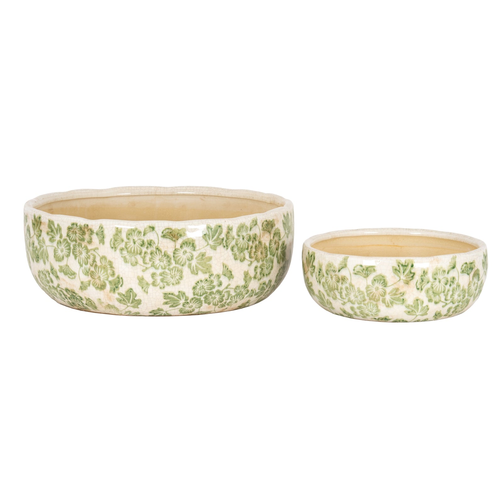Large Green Clover Ceramic Bowl Pot