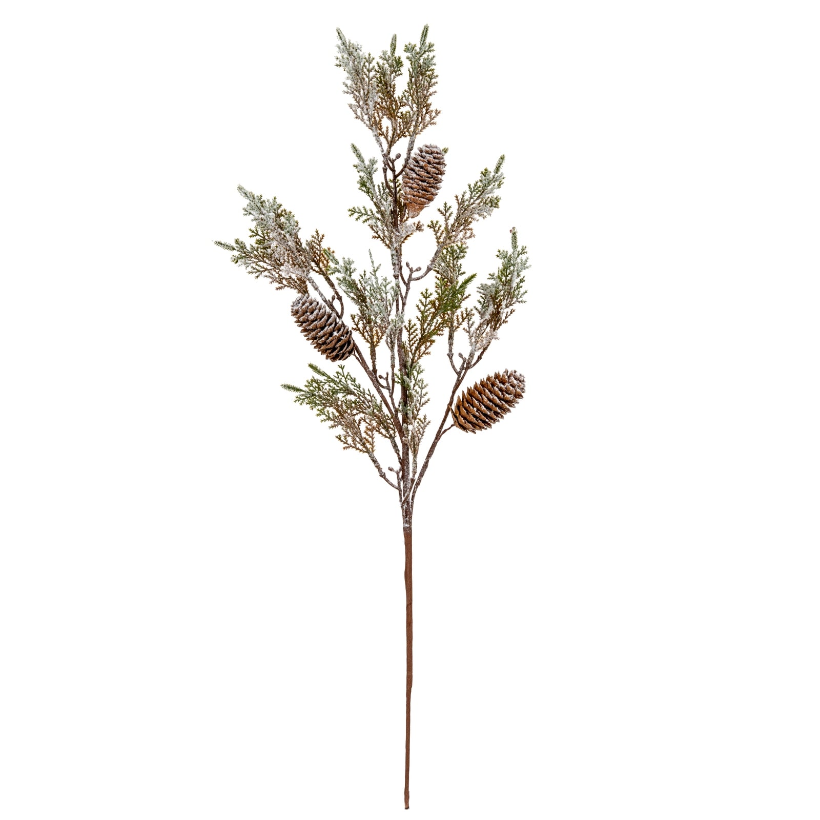 Medium Frosted Cypress Fir Branch Spray With Pinecones