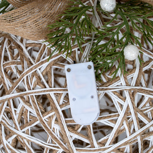 Large LED White Rattan Bauble With  Branches And Ribbon