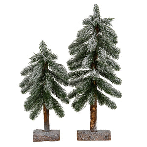 Medium Snowy Pine Tree On Wooden Stand