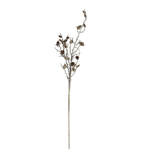 Snowy Winter Woodland Branch With Pinecones