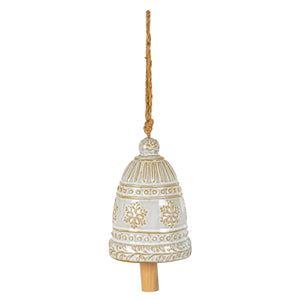 Large Ceramic Bell Tree Ornament With Snowflake Detail