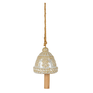 Ceramic Bell Tree Ornament With Snowflake Detail